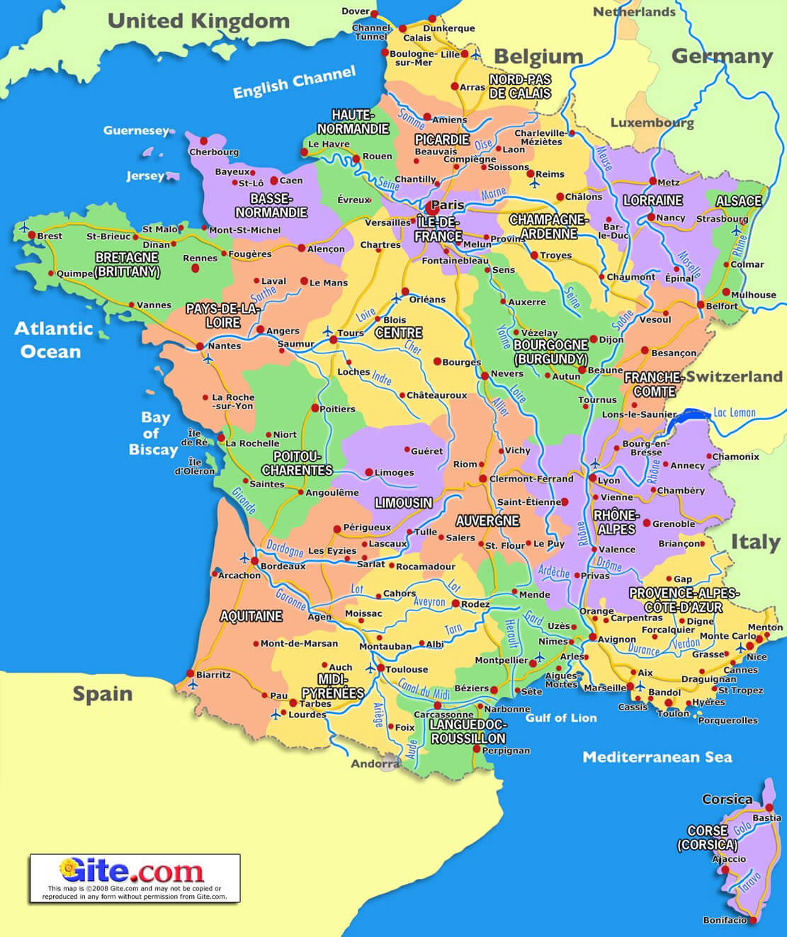 France Carte Et Image Satellite destiné Carte France Avec Region