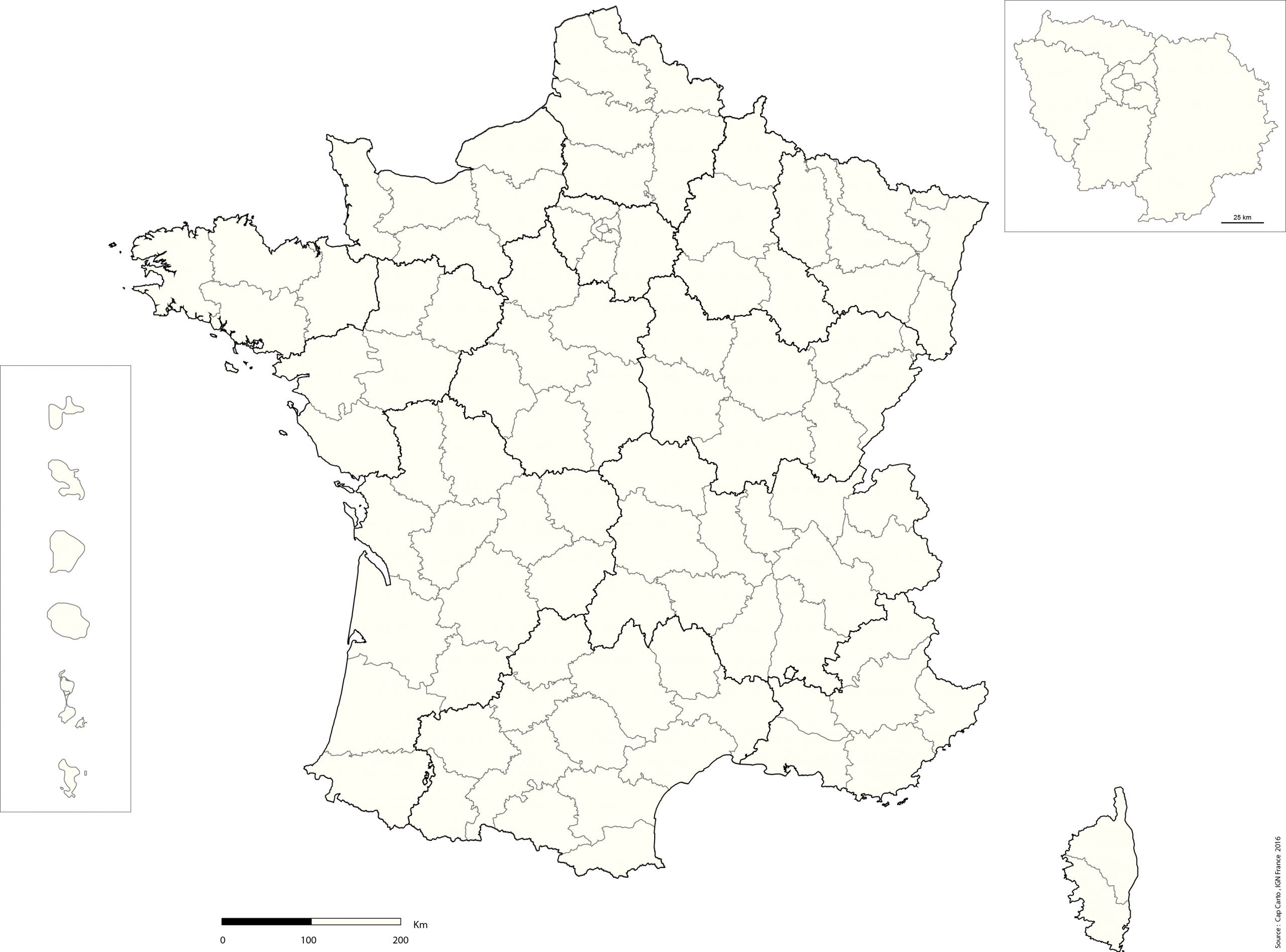 France-Departement-Echelle-Reg-Vierge - Cap Carto tout Carte De France Vierge Nouvelles Régions