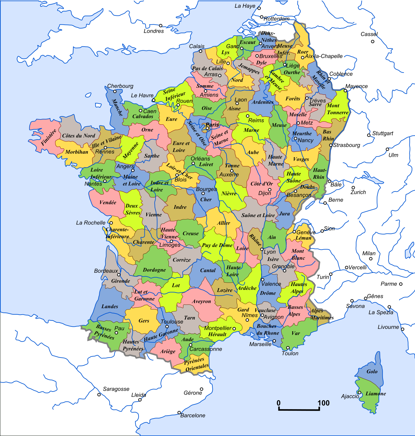 France - Départements (1801) • Carte • Populationdata concernant Carte De France Des Départements