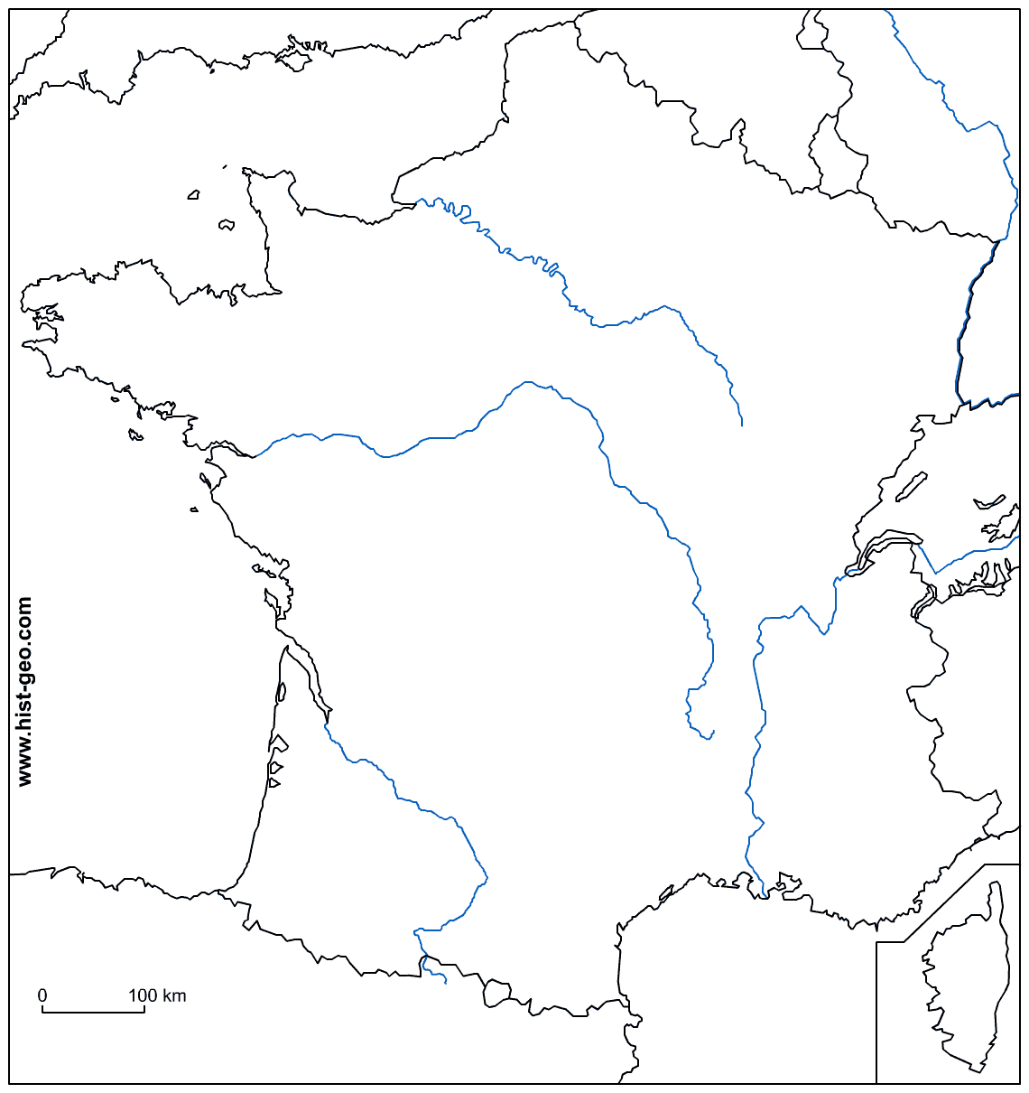 France Fleuves-1 | Géographie, Carte France Vierge, Carte concernant Carte Région France Vierge