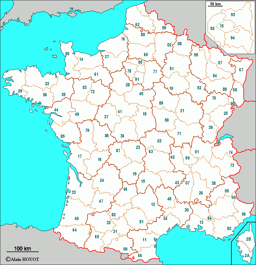 France Fond De Carte Départements Et Numéros Avec Carte à Carte Avec Departement