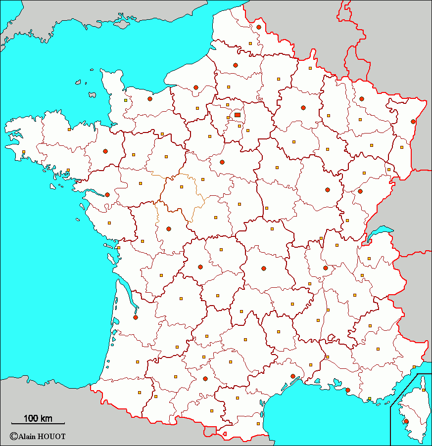 France Fond De Carte Départements Régions Et Préfectures à Département Et Préfecture