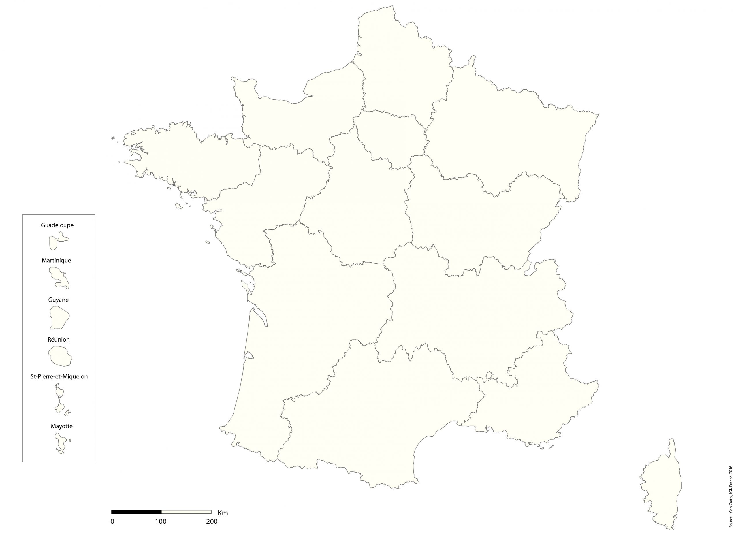 France-Region-Echelle-Vierge - Cap Carto Encequiconcerne avec Carte Vierge De France