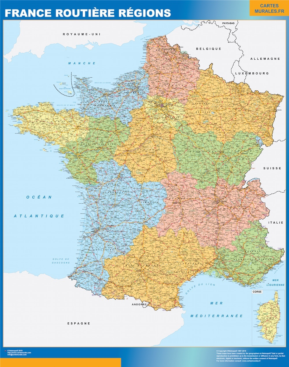 France Wall Map | Laminated Wall Maps Of The World. destiné Carte De France Imprimable Gratuite
