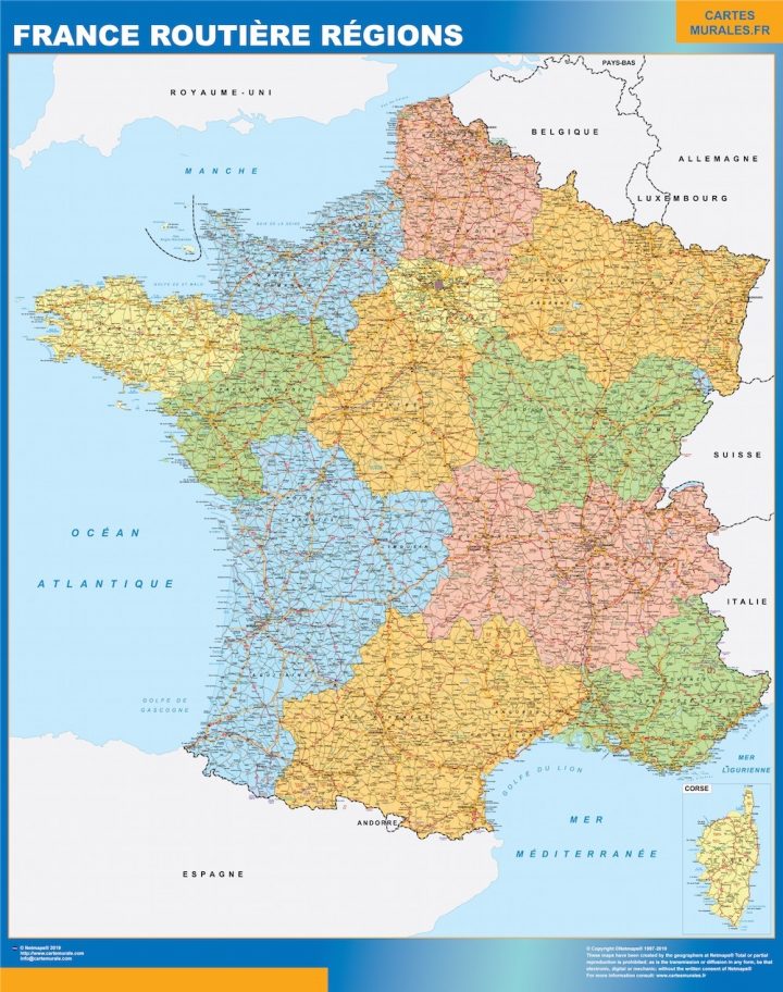 France Wall Map | Laminated Wall Maps Of The World. destiné Carte De ...