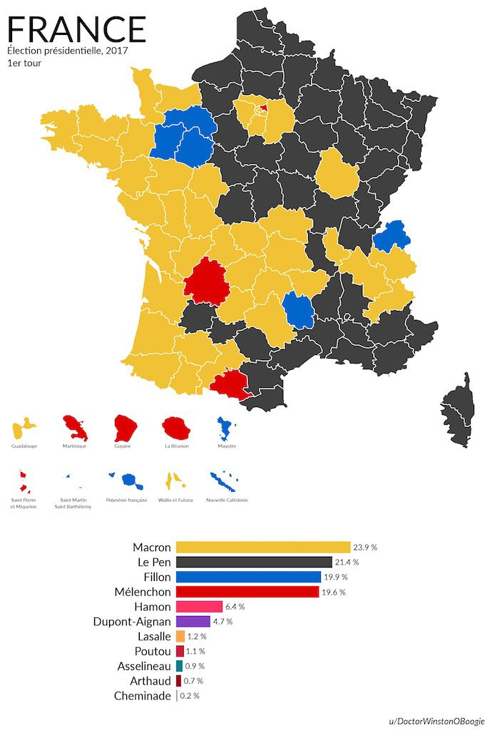France'S 2017 Presidential Election Results Mapped. encequiconcerne Carte Région France 2017