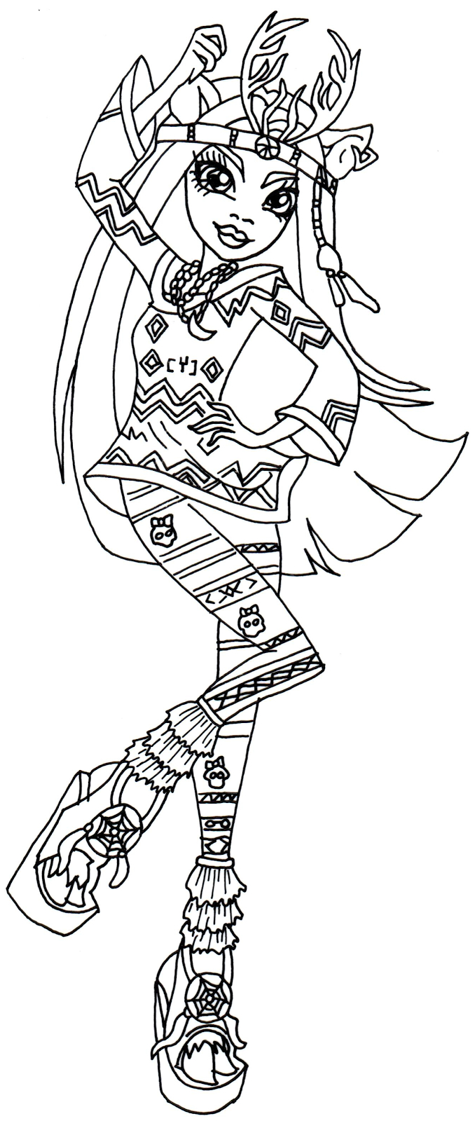 Free Printable Monster High Coloring Pages: Isi Dawndancer à Coloriage Monster High Catty Noir