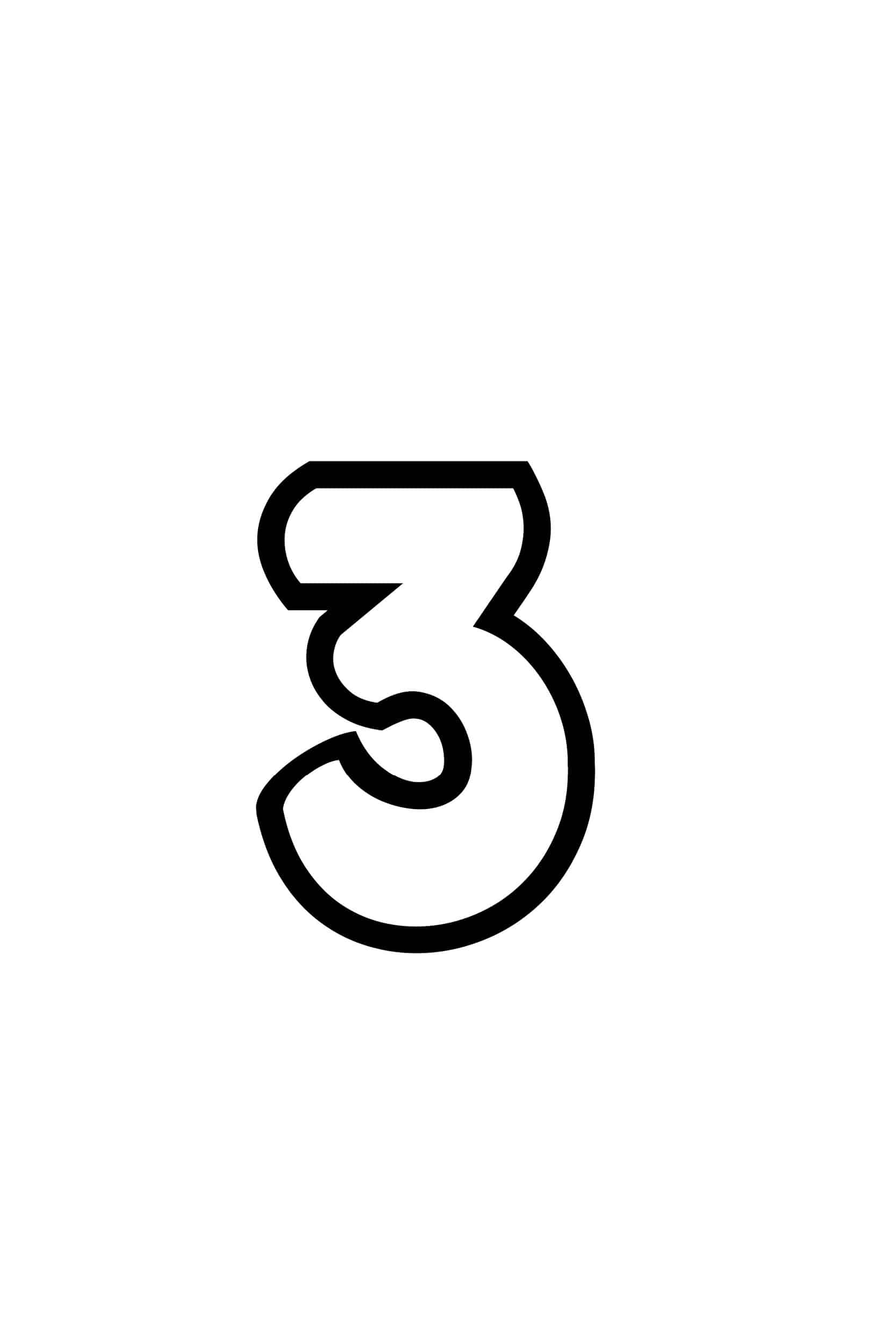 Free Printable Number Bubble Letters: Bubble Number 3 pour 3 Alphabet