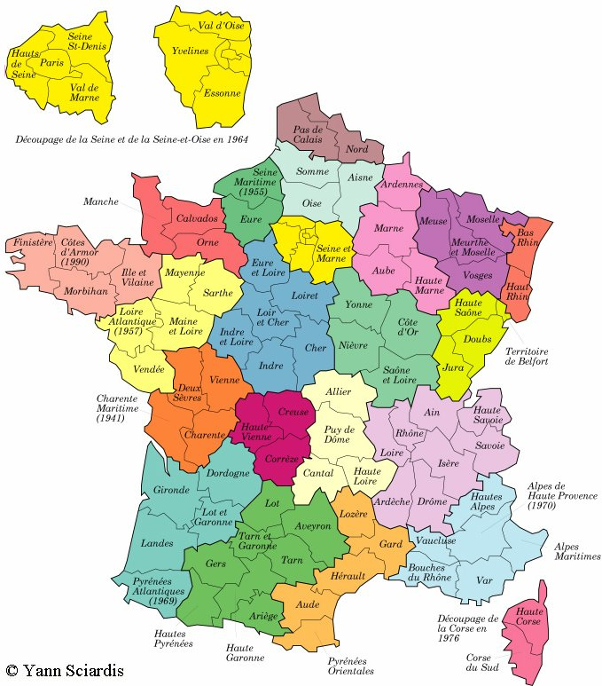 French Departements : Maps 1920 And 2000 concernant Carte Region Departement