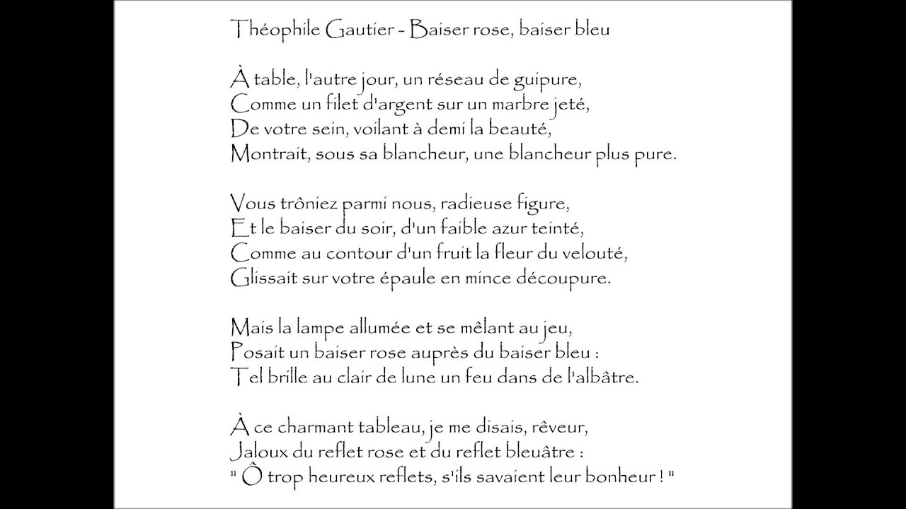 Gautier : Baiser Rose, Baiser Bleu - À Table, L&amp;#039;Autre Jour pour Fantaisie D Hiver Théophile Gautier