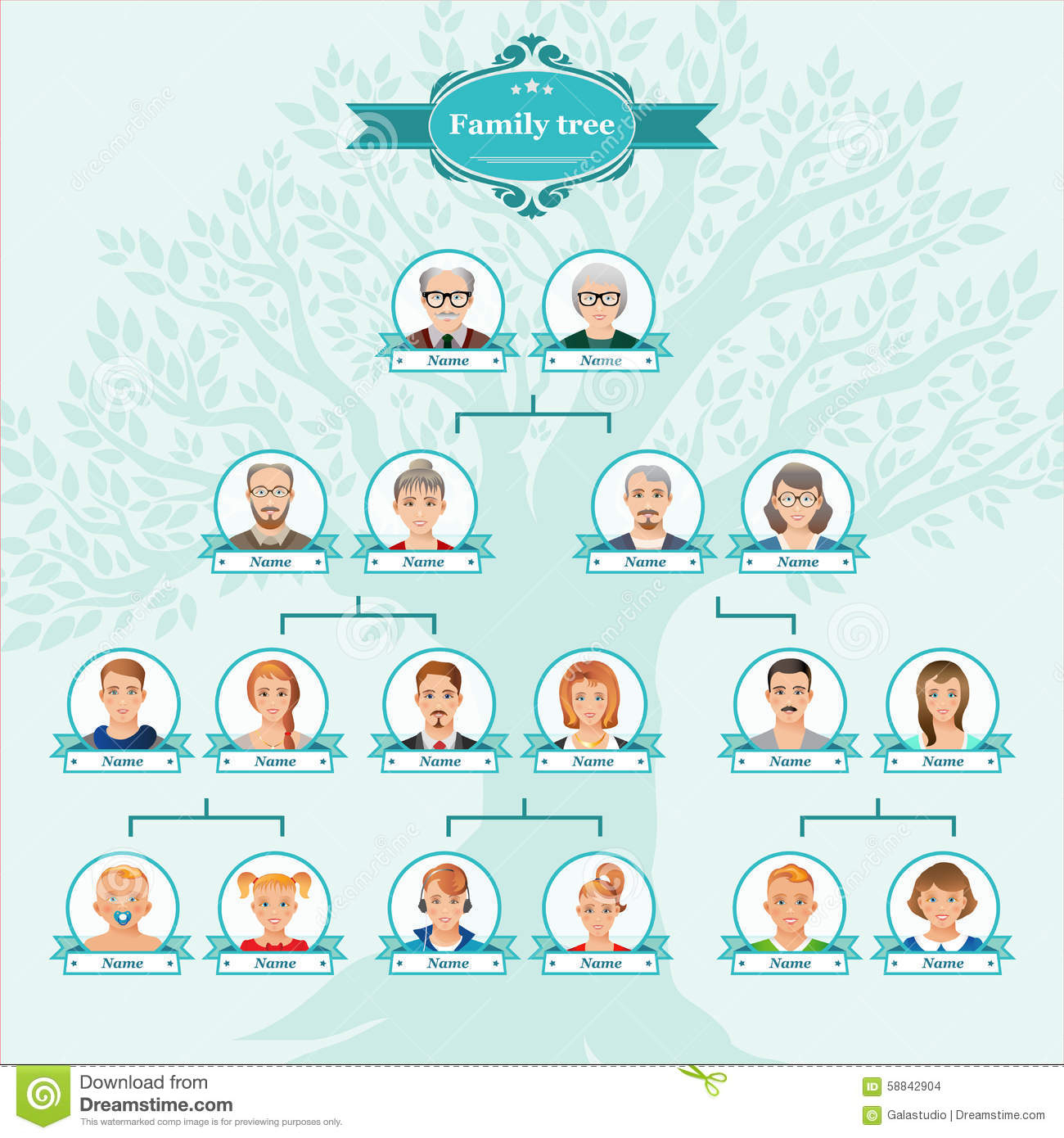 Genealogical Tree Of Your Family. Stock Illustration à Arbre De Famille Dessin
