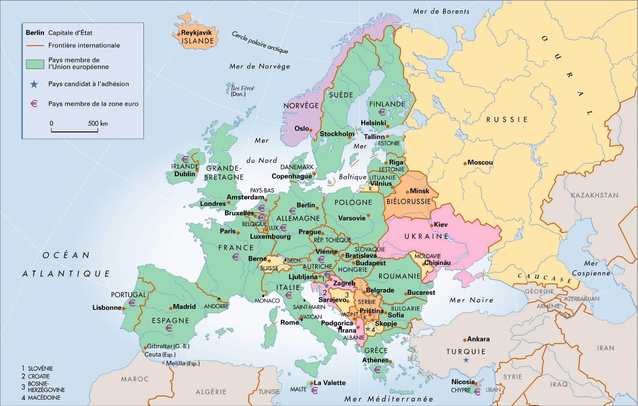 Géographie 3Ème « L&amp;#039;Union Européenne, Une Union D&amp;#039;Etats dedans Carte Des Pays De L Europe