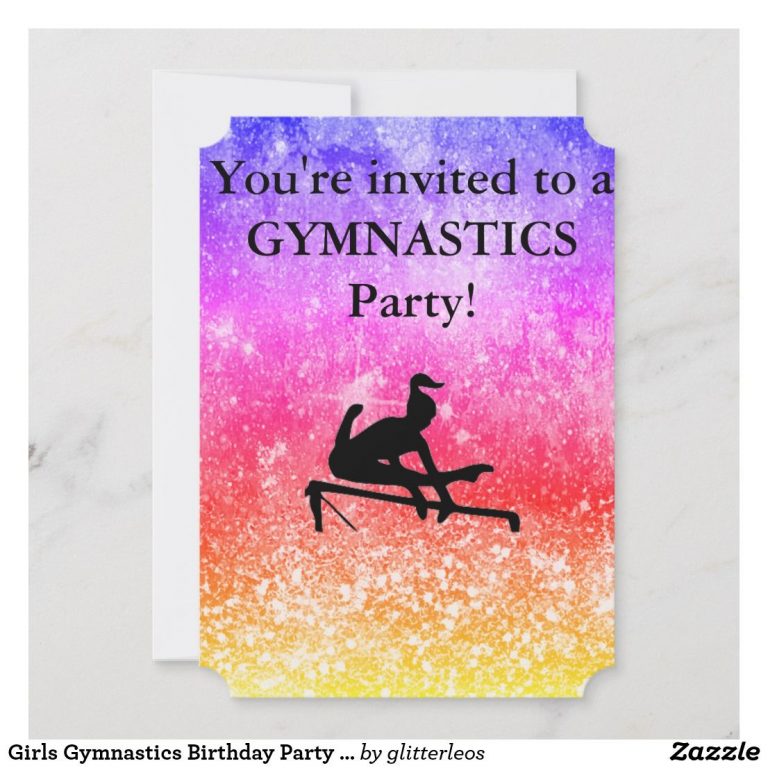 Girls Gymnastics Birthday Party Custom Invitation | Zazzle à Invitation ...