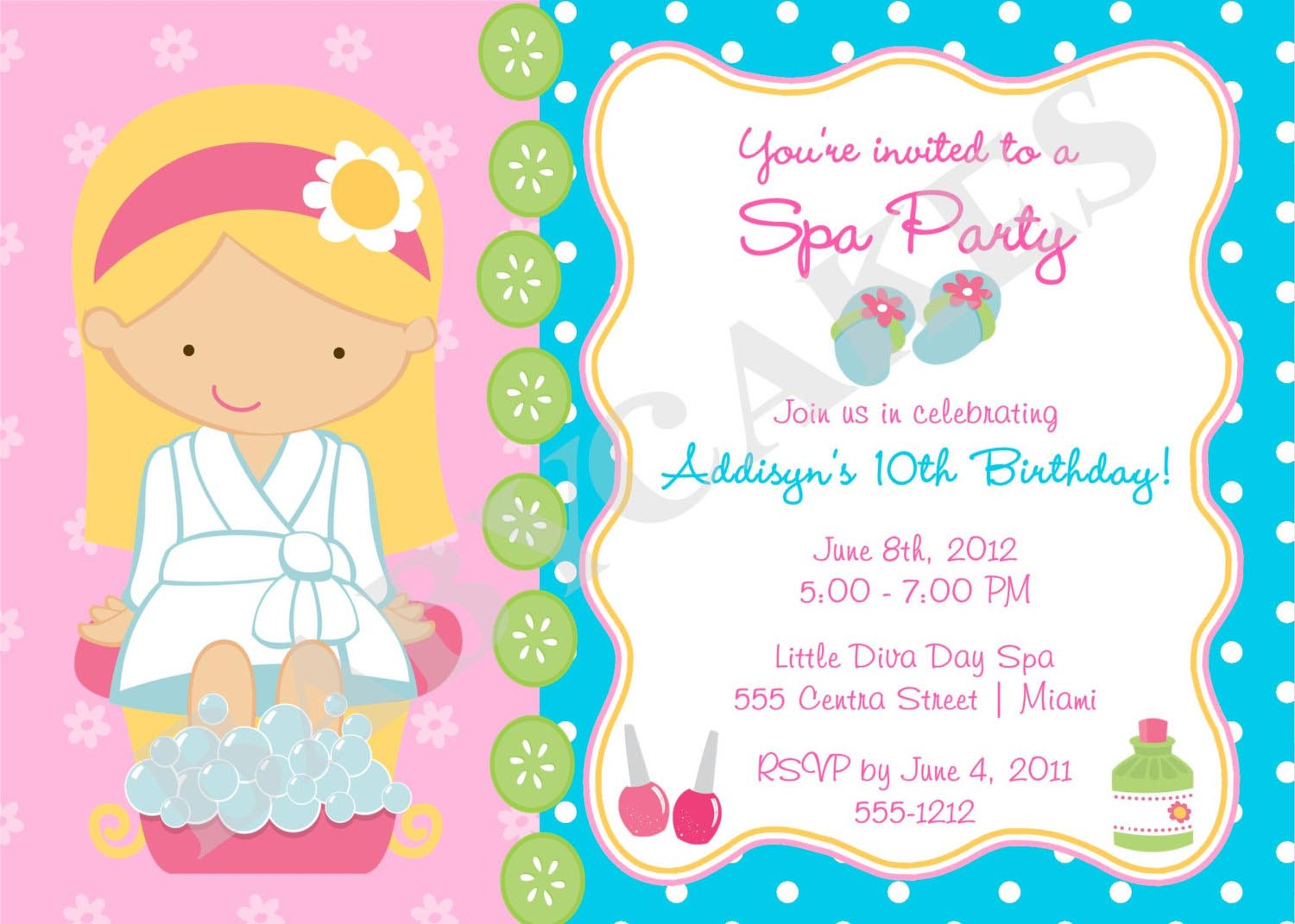 Girls Spa Birthday Party Invitations | Home Party Ideas pour Salon Be Happy Invitation