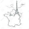 Hand Drawn Illustration With Eiffel Tower And Map Of serapportantà Dessin Carte De France