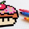 Handmade Pixel Art - How To Draw Cupcake Mushroom # pour Pixel Art Facile Chat