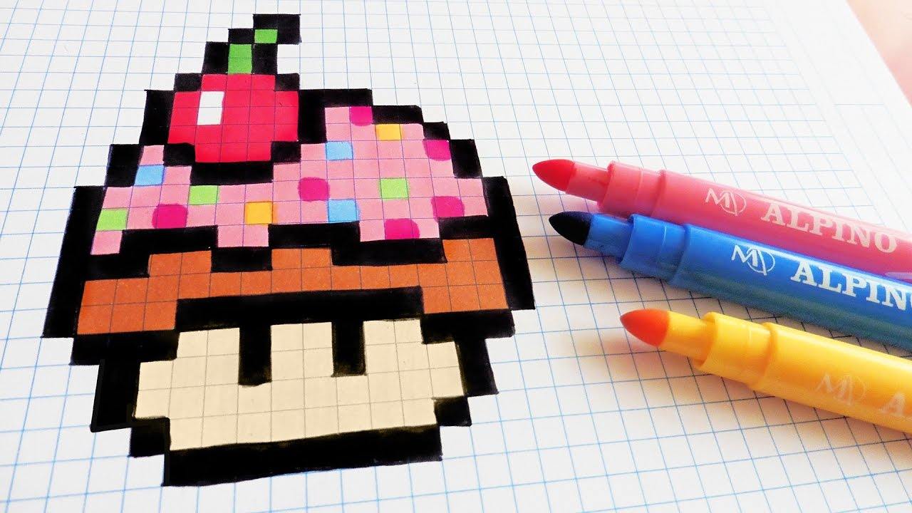 Handmade Pixel Art - How To Draw Cupcake Mushroom # pour Pixel Art Facile Chat
