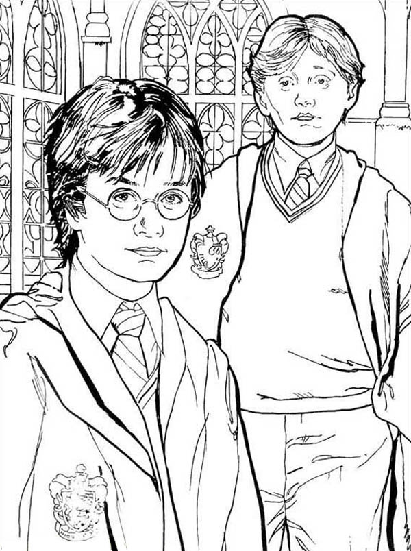 Harry Potter And Ron Are Best Friend Coloring Page - Netart à Dessin D Harry Potter