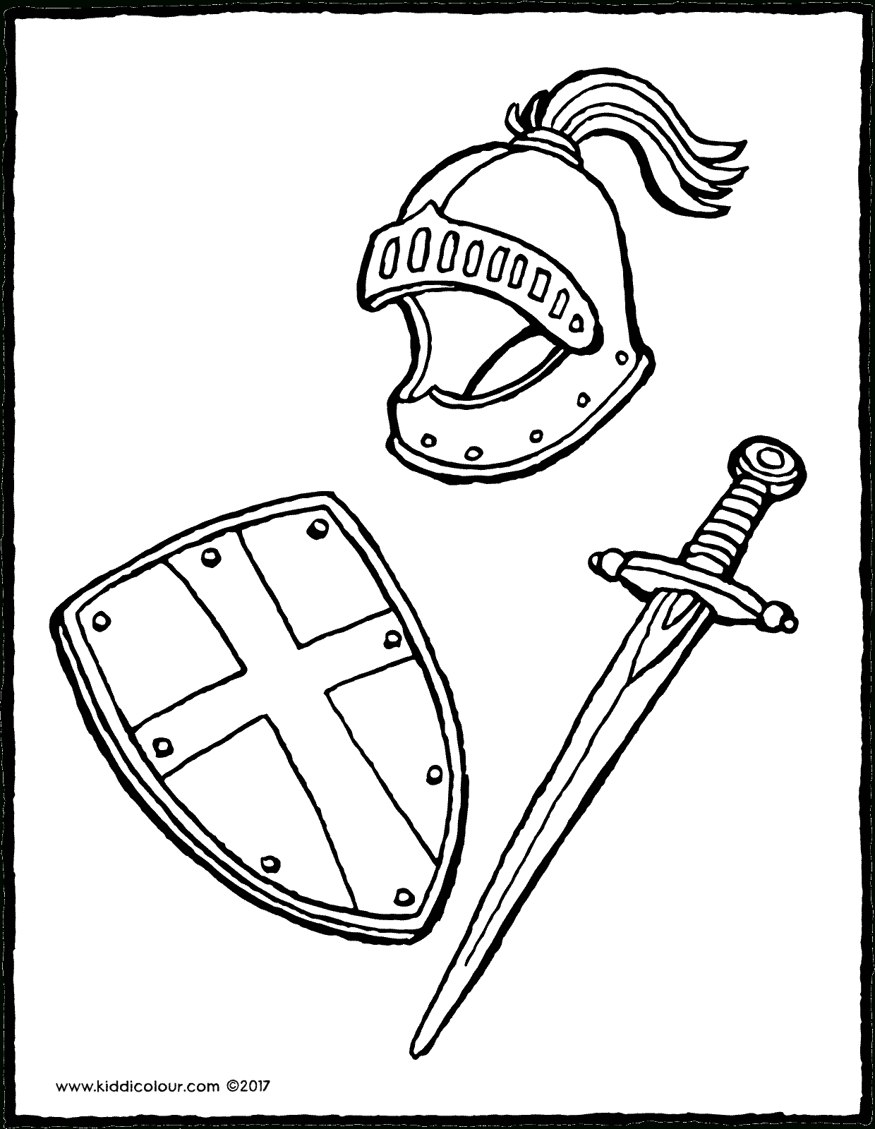Helmet, Shield And Sword - Kiddicolour à Coloriage D Épée