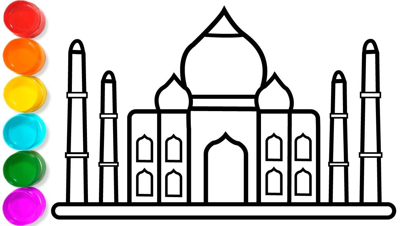 How To Draw Taj Mahal Coloring Pages For Kids - Taj Mahal avec Dessin Taj Mahal