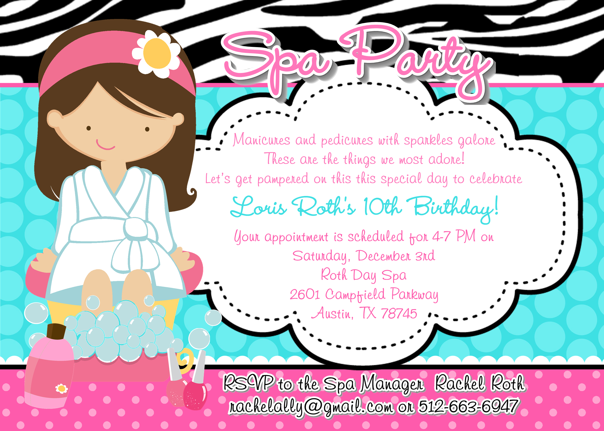 How To Throw An Amazing Spa Party - Shimmy Shimmy Cake! dedans Salon Be Happy Invitation
