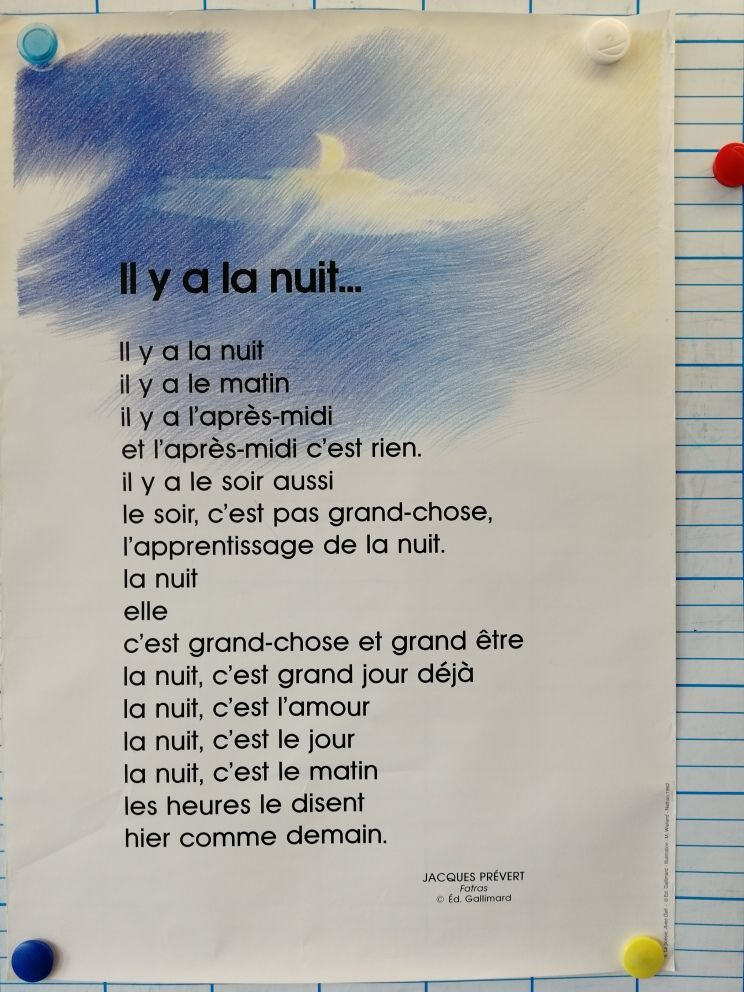 Il Y A La Nuit | Nuit, Apprentissage, Prevert Jacques serapportantà Poeme De Jacque Prevert