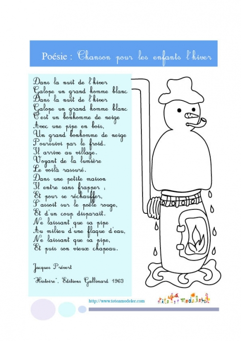 Imprimer Et Colorier La Poesie Chanson Pour Les Enfants L concernant Dans La Nuit De L Hiver Chanson