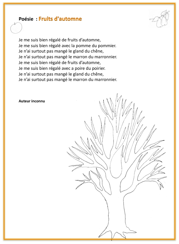 Imprimer La Poesie Fruits D'Automne concernant Petit Texte Sur L Automne