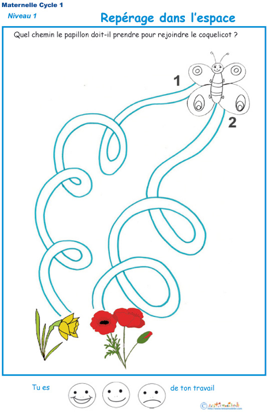 Imprimer Le Labyrinthe 4 : Le Papillon Et La Tulipe dedans Exercices Maternelle A Imprimer Gratuit