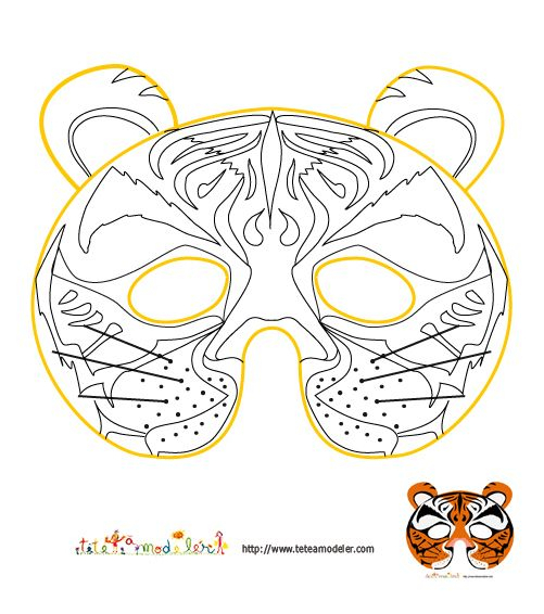 Imprimer Le Modèle Du Masque De Tigre À Colorier - Masque dedans Modele Masque De Carnaval A Imprimer
