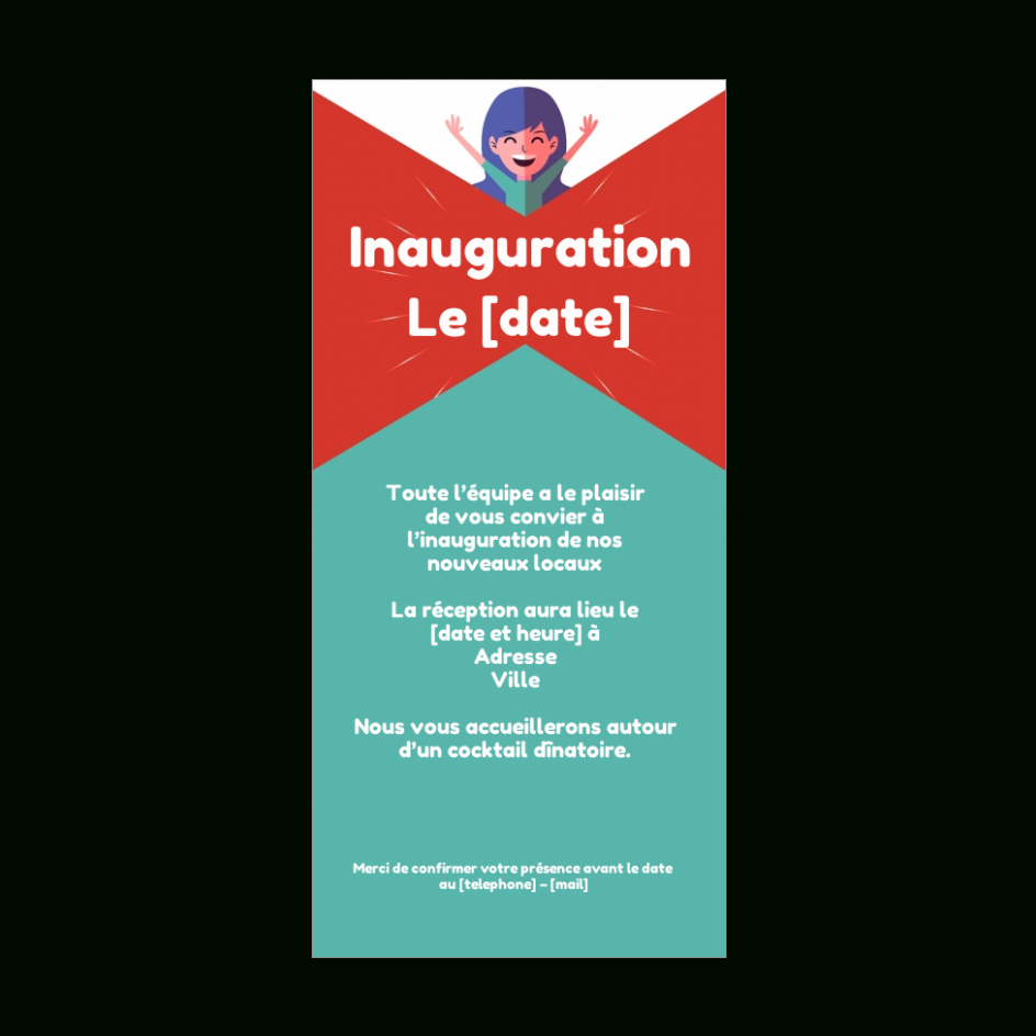 Inauguration Invitation Commerce Bleu Rouge Femme Gratuit encequiconcerne Carton Invitation Inauguration
