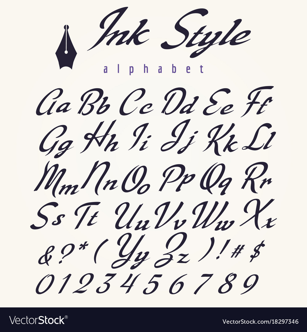 Ink Style Alphabet Retro Script Letters Royalty Free Vector pour Alphabet En Script