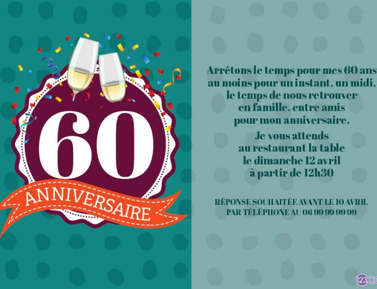 Invitation Anniversaire 60 Ans Bois Rustique En 2020 (Avec concernant Carte Invitation Retraite 60 Ans