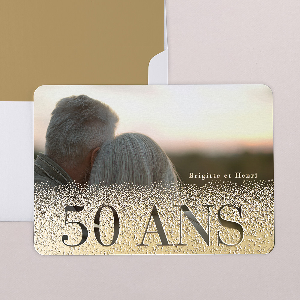 Invitation Anniversaire De Mariage Via Auréa 50 J49-008 serapportantà Carte Invitation Pour 50 Ans De Mariage