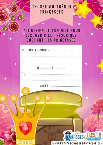 Invitation D&amp;#039;Anniversaire Chasse Au Trésor De Princesse À pour Chasse Aux Tresors Pour Anniversaire Gratuit
