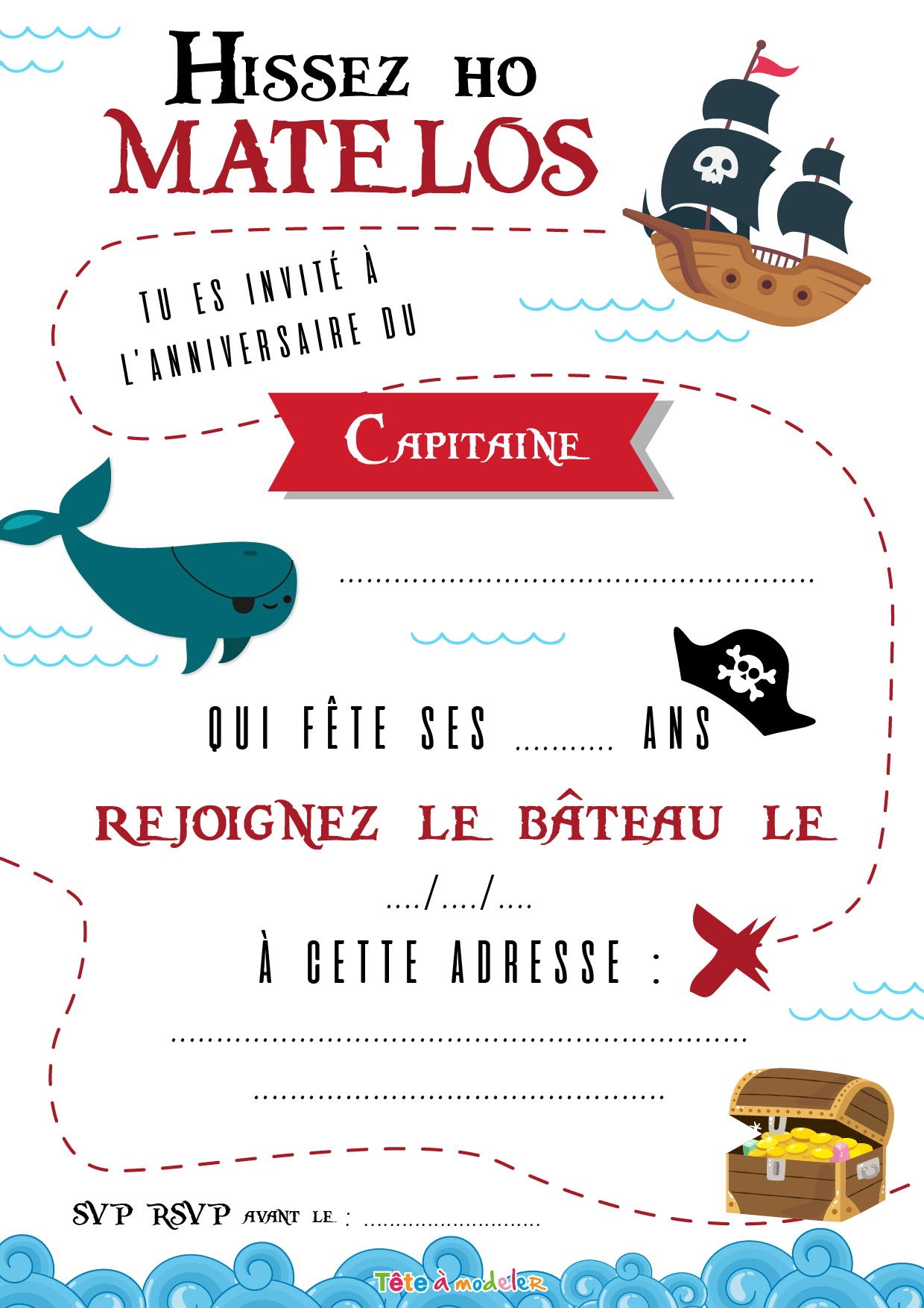 Invitation De Pirate Par Tête À Modeler dedans Carton D Invitation Gratuite A Imprimer