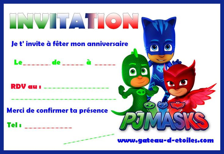 Invitation Gratuite Pyjamasques | Carton Invitation destiné Carton D Invitation Gratuite A Imprimer