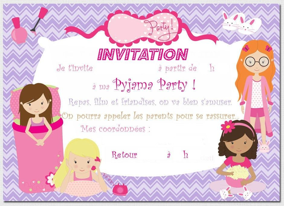 Invitation Pajama Party Imprimer Gratuite | Soirée Pyjama pour Carte Invitation À Imprimer Gratuite