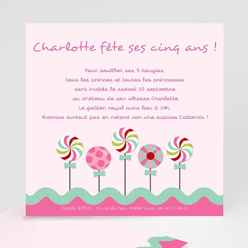 Invitations Anniversaire Fille - Sucre D'Orge | Carteland intérieur Carte Invitation Anniversaire Ado Fille