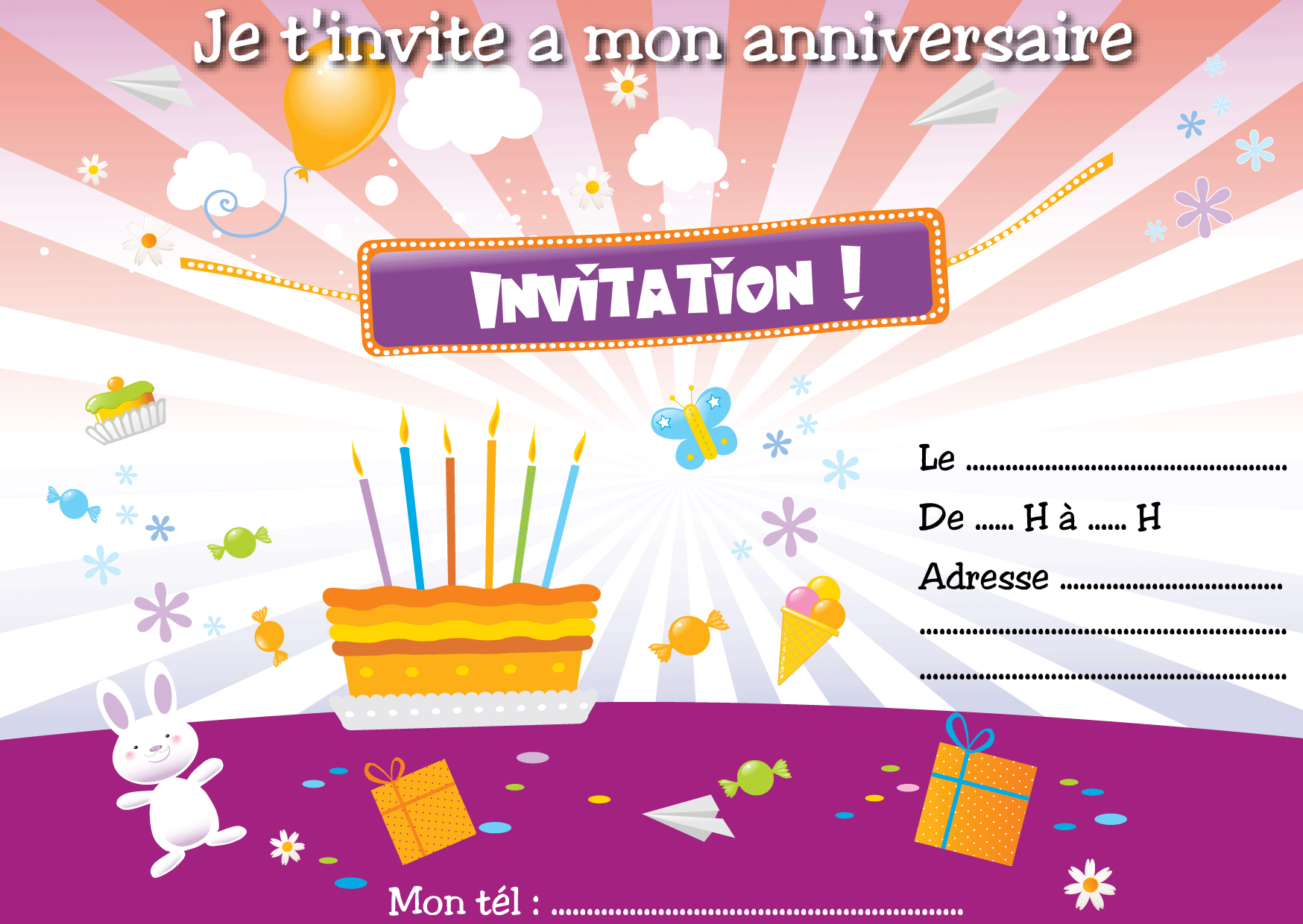 Invitations Anniversaires - Page 2 dedans Carte D Invitation Anniversaire En Ligne