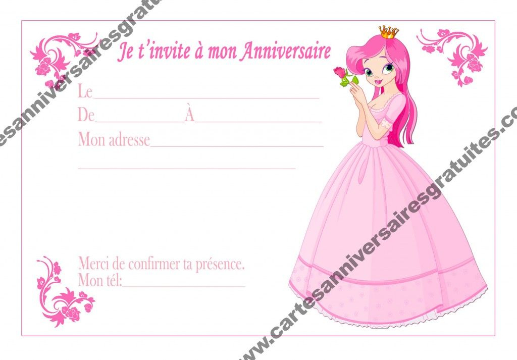 Invitations D&amp;#039;Anniversaire Gratuite Pour Princesse intérieur Carte Invitation Anniversaire Princesse