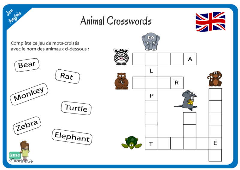 J&amp;#039;Apprends L&amp;#039;Anglais - Animal Crosswords | Apprendre L à Animaux Domestiques En Anglais