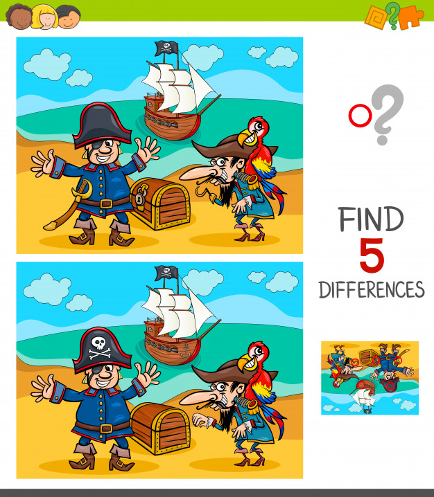 Jeu De Différences Avec Des Personnages De Pirates à Jeu Des Différences En Ligne