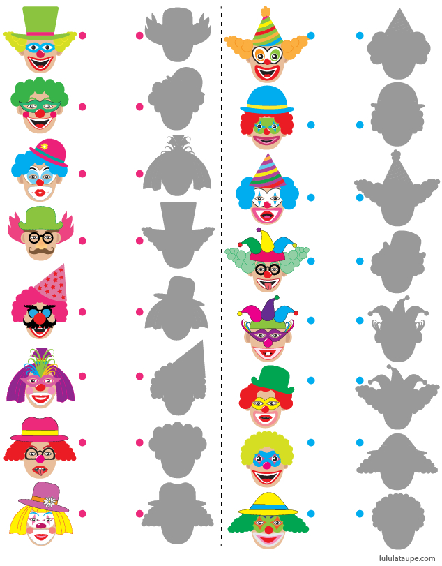 Jeu Des Ombres, Les Clowns - Lulu La Taupe, Jeux Gratuits encequiconcerne Jeux De Maternelle À Imprimer