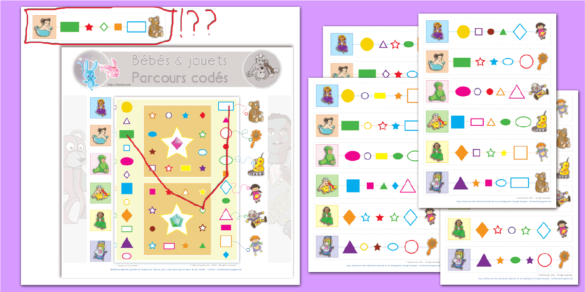 Jeu Éducatif À Imprimer Parcours Codés Bébés Et Leurs Jouets pour Jeux Mathématiques À Imprimer