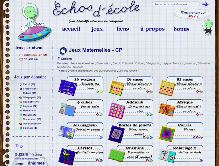 Jeux Éducatifs En Ligne: Echos D'École - Outils Numériques serapportantà Jeux Éducatifs En Ligne Cp