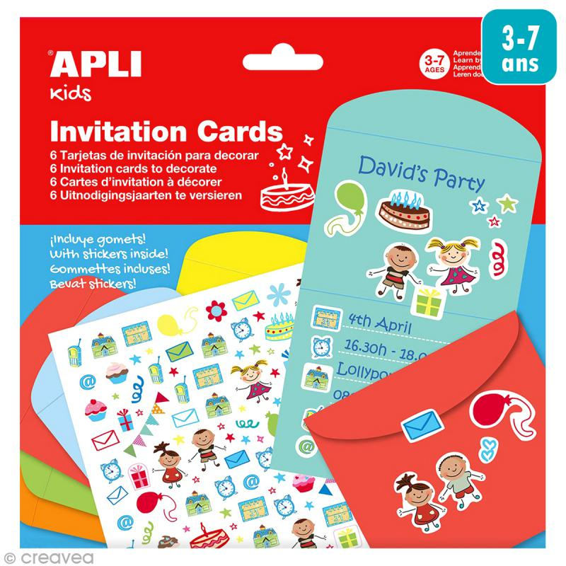 Kit Carte D'Invitation Gommettes - 6 Pcs - Cartes avec Carte Invitation Puzzle