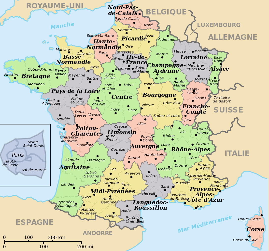 La Carte De France Avec Ses Régions - Arts Et Voyages encequiconcerne La Carte De France Avec Toutes Les Villes