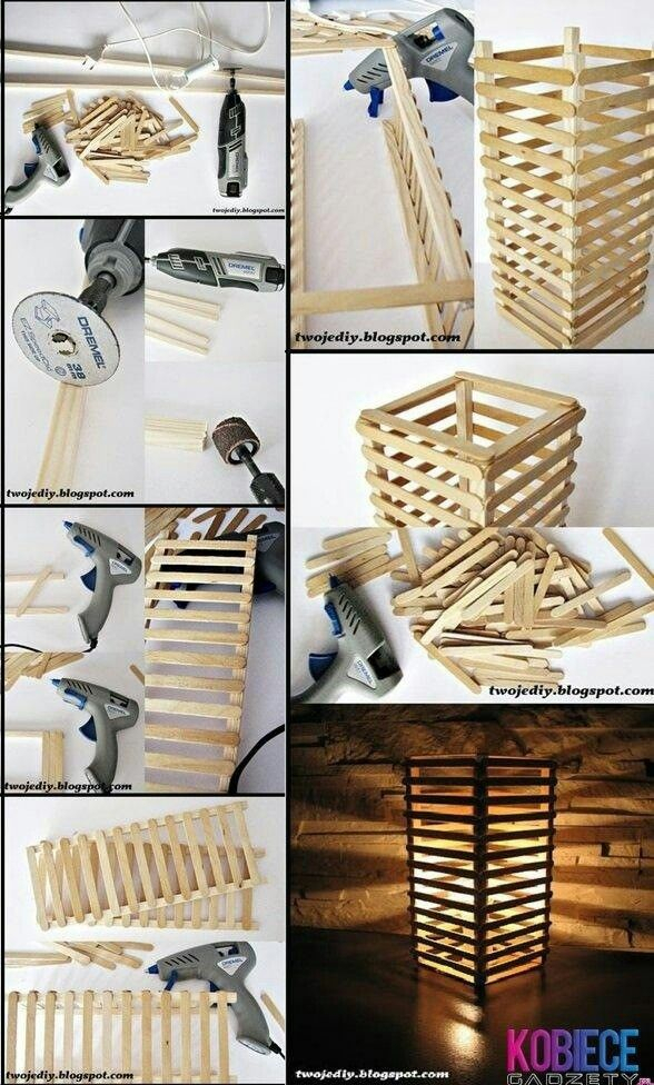 La Lampe Avec Des Bâtons Dans La Glace | Dyi Maison pour Bricolage Batonnet Bois