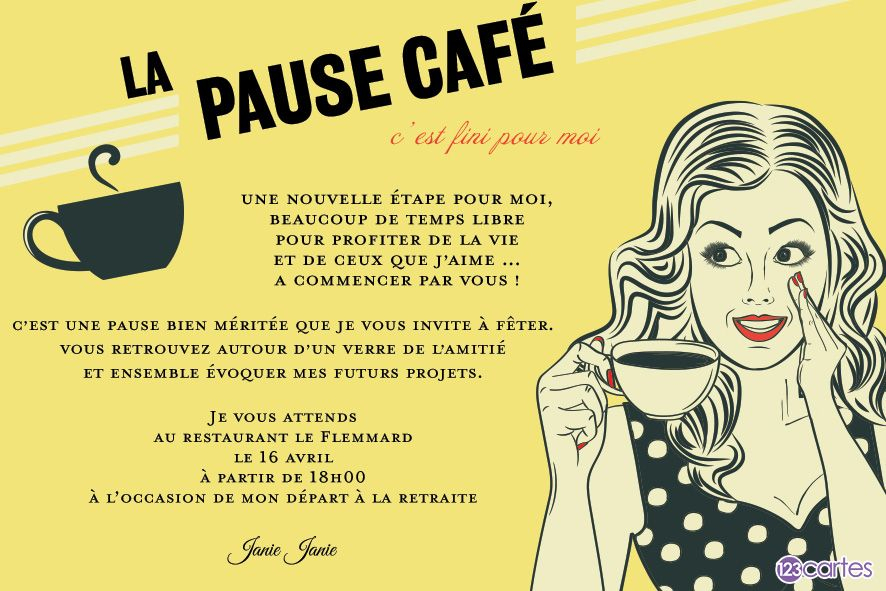 La Pause Café, C'Est Fini - Carte Invitation Départ tout Carte Invitation Pot De Départ
